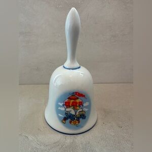 Vintage Smurfs Porcelain Bell 1982 Wallace Berrie Japan *See Pics - Small Chip*